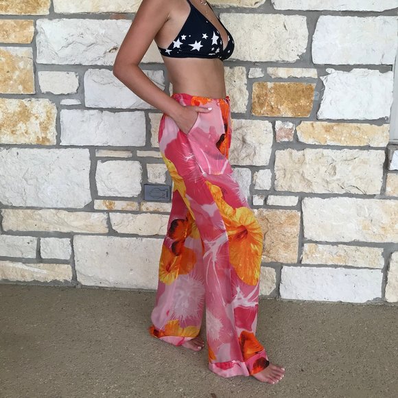 Auc Blumarine Made in Italy Silk floral wide Pants - Picture 2 of 12